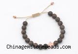 CGB9548 8mm, 10mm matte bronzite & cross hematite adjustable bracelets