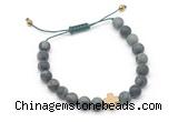 CGB9561 8mm, 10mm matte kambaba jasper & cross hematite adjustable bracelets