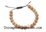 CGB9562 8mm, 10mm matte wooden jasper & cross hematite adjustable bracelets