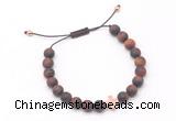 CGB9566 8mm, 10mm matte red tiger eye & cross hematite adjustable bracelets