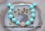 CGB9601 12mm round blue howlite & rose quartz adjustable bracelets