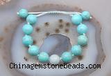 CGB9604 12mm round blue howlite & aquamarine adjustable bracelets