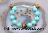 CGB9608 12mm round blue howlite & yellow tiger eye adjustable bracelets