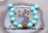 CGB9613 12mm round blue howlite & red agate adjustable bracelets