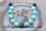 CGB9624 12mm round blue howlite & golden obsidian adjustable bracelets