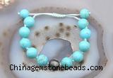 CGB9625 12mm round blue howlite & eagle eye jasper adjustable bracelets