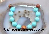 CGB9628 12mm round blue howlite & picasso jasper adjustable bracelets