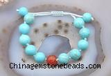 CGB9630 12mm round blue howlite & fire agate adjustable bracelets