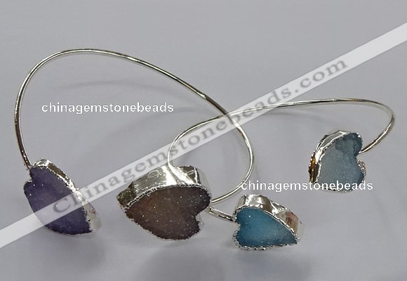 CGB965 15*15mm - 18*18mm heart druzy agate bangles wholesale