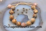 CGB9720 12mm round picture jasper & moonstone adjustable bracelets