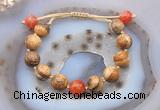 CGB9726 12mm round picture jasper & fire agate adjustable bracelets