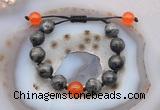 CGB9803 12mm round black labradorite & candy jade adjustable bracelets