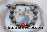 CGB9804 12mm round black labradorite & candy jade adjustable bracelets