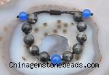 CGB9807 12mm round black labradorite & candy jade adjustable bracelets