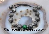 CGB9819 12mm round black labradorite & green tiger eye adjustable bracelets