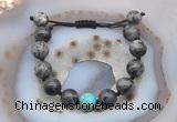 CGB9829 12mm round black labradorite & blue sea sediment jasper adjustable bracelets