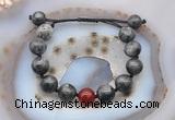 CGB9831 12mm round black labradorite & red agate adjustable bracelets