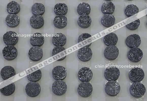 CGC108 12mm flat round druzy quartz cabochons wholesale