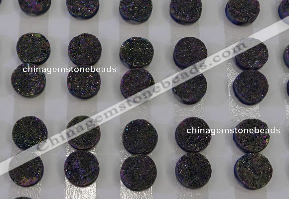 CGC110 12mm flat round druzy quartz cabochons wholesale