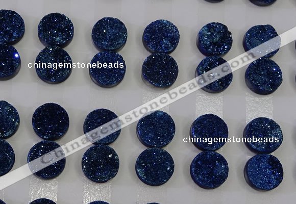 CGC114 14mm flat round druzy quartz cabochons wholesale