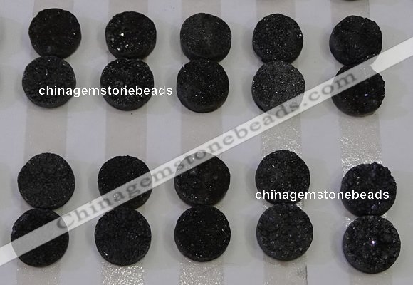 CGC116 14mm flat round druzy quartz cabochons wholesale