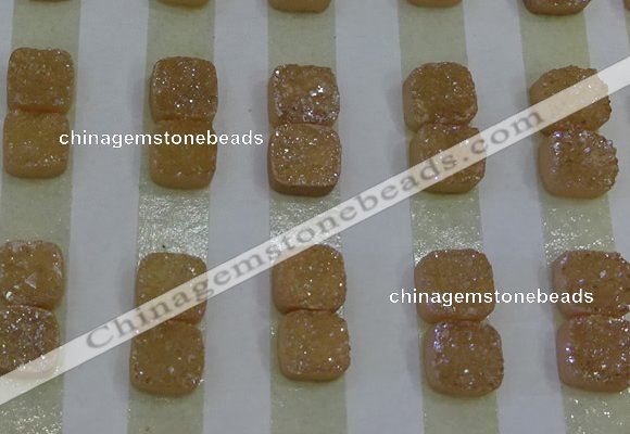 CGC215 10*10mm square druzy quartz cabochons wholesale