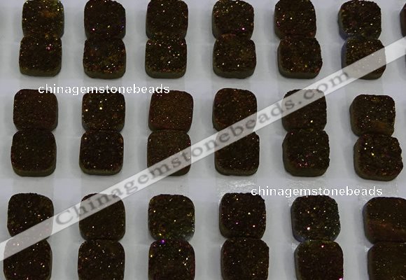 CGC225 12*12mm square druzy quartz cabochons wholesale