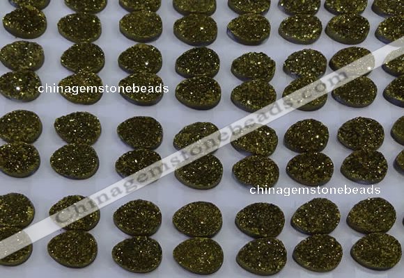 CGC244 12*16mm flat teardrop druzy quartz cabochons wholesale