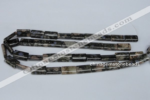 CGE06 15.5 inches 12*20mm flat tube glaucophane gemstone beads