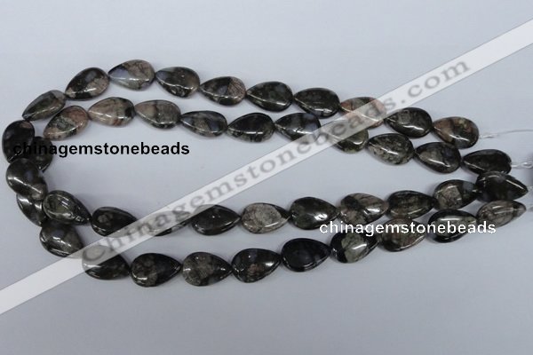 CGE07 15.5 inches 13*18mm flat teardrop glaucophane gemstone beads