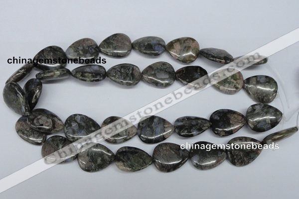 CGE08 15.5 inches 20*25mm flat teardrop glaucophane gemstone beads