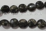 CGE122 15.5 inches 10mm flat round glaucophane gemstone beads
