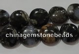 CGE123 15.5 inches 12mm flat round glaucophane gemstone beads