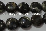 CGE124 15.5 inches 14mm flat round glaucophane gemstone beads