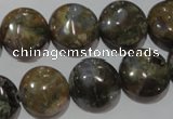 CGE125 15.5 inches 15mm flat round glaucophane gemstone beads