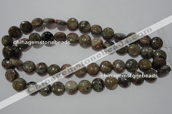 CGE125 15.5 inches 15mm flat round glaucophane gemstone beads