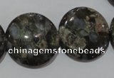 CGE128 15.5 inches 25mm flat round glaucophane gemstone beads