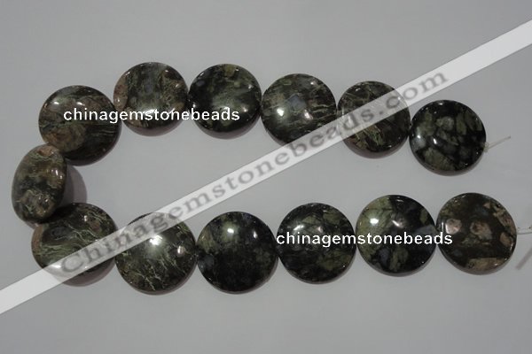 CGE129 15.5 inches 30mm flat round glaucophane gemstone beads