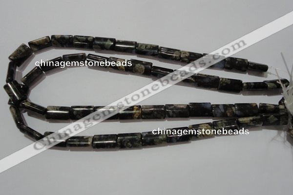 CGE168 15.5 inches 10*16mm flat tube glaucophane gemstone beads