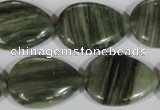 CGH15 15.5 inches 20*27mm flat teardrop green hair stone beads