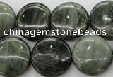 CGH20 15.5 inches 16mm flat round green hair stone beads wholesale