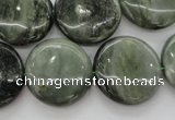 CGH22 15.5 inches 20mm flat round green hair stone beads wholesale