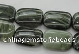 CGH26 15.5 inches 10*14mm rectangle green hair stone beads wholesale