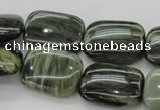 CGH27 15.5 inches 12*16mm rectangle green hair stone beads wholesale