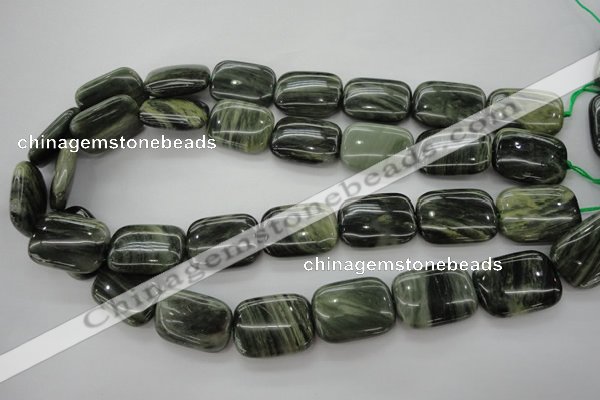 CGH27 15.5 inches 12*16mm rectangle green hair stone beads wholesale