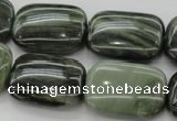 CGH29 15.5 inches 15*20mm rectangle green hair stone beads wholesale