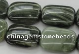 CGH30 15.5 inches 18*25mm rectangle green hair stone beads wholesale