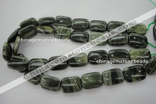 CGH30 15.5 inches 18*25mm rectangle green hair stone beads wholesale