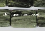 CGH31 15.5 inches 22*30mm rectangle green hair stone beads