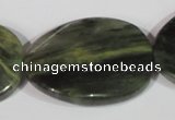 CGH40 15.5 inches 30*40mm twisted oval green hair stone beads